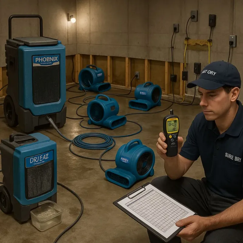 Structural Drying and Dehumidification process in Cohasset, MA